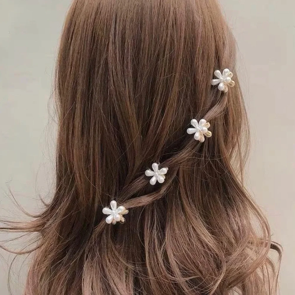Ahoney 12Pcs Pearl Hair Clip Small Claw Clips for Women Mini Flower